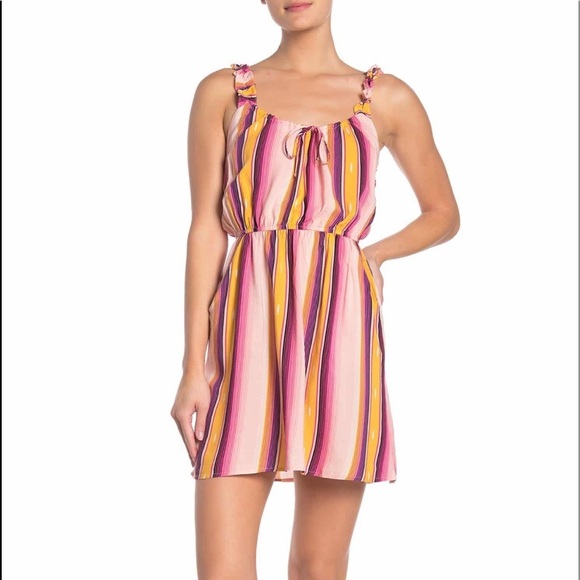 BeBop Dresses & Skirts - Bebop Stripe Dress Midi Spring Summer Mini Nordstrom Pink Ruffle Tank Large L